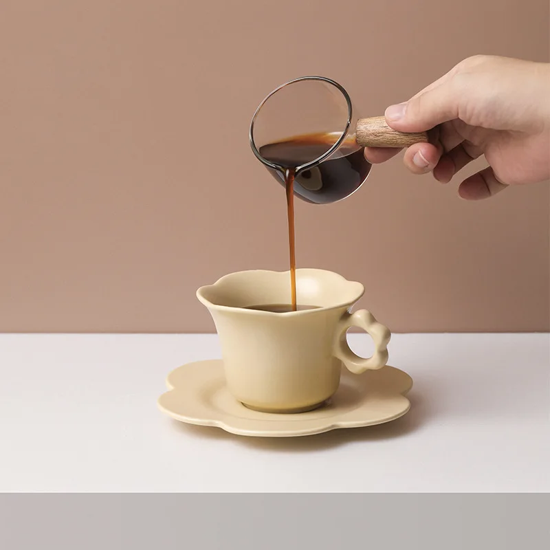 Керамическая кофейная чашка в форме лепестка поднос блюдце 8 дюймов тарелки