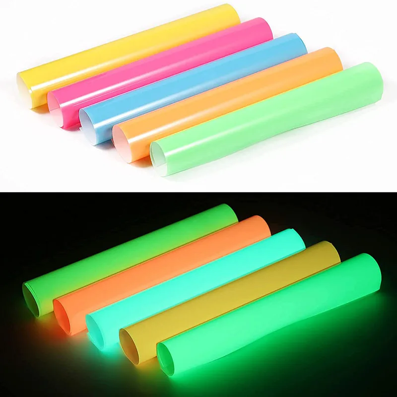 9 Colors Glow in The Dark Heat Transfer Vinyl Neon HTV Noctilcent Iron on for Fabric T-Shirts Free Shipping | Дом и сад