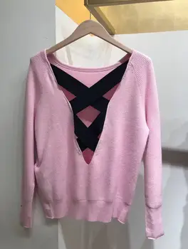 

18 Summer Back Cross Design Feeling Knitting Shirt Women's Wear Sweater 7698