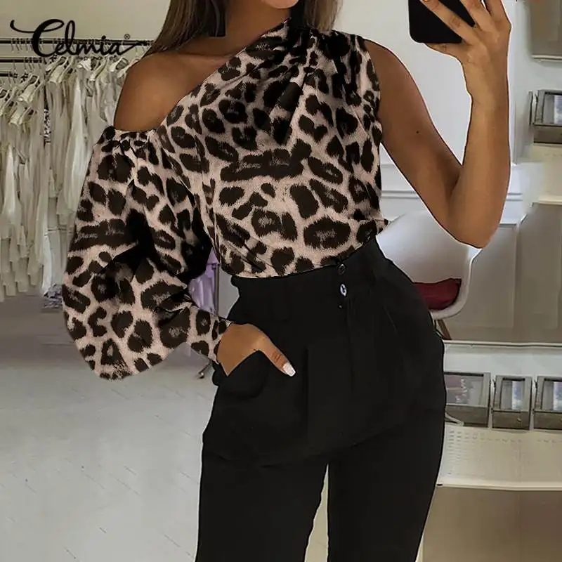 cold shoulder leopard print tops