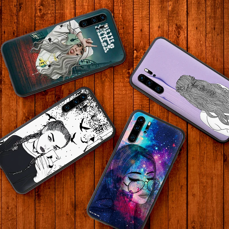 Для huawei Nova 2i 3i 5i мультфильм рисунок девушка Y7 2018 Y9 Prime 2019 Коврики 10 20 Pro Nova2 3 4 Lite