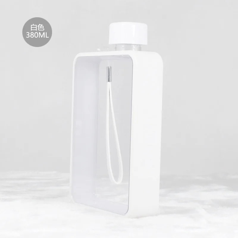 Плоская чашка, портативная бумажная бутылка для воды, Корейская креативная пластиковая бутылка для воды, Квадратная бутылка для воды, милая бутылка для воды - Цвет: Белый
