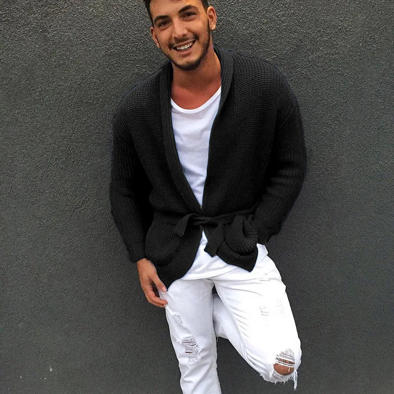 Мужской Хлопковый кардиган с отложным воротником Сезон осень зима Теплая мягкая