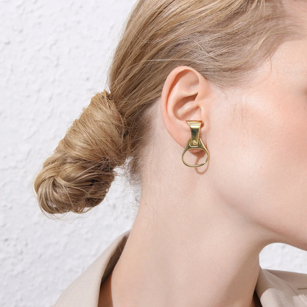 ENFASHION Punk Can-ring Stud Earrings For Women Gold Color Statement Studs Earings Fashion Jewelry Gifts Kolczyki 2020 EC191076  | Серьги-гвоздики -4000043772833