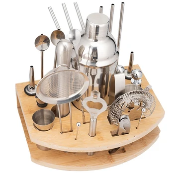 

Cocktail Shaker Set, 27 Piece Bartender Kit Bar Tool with Bar Accessories with Bamboo Stand,Home Bartending