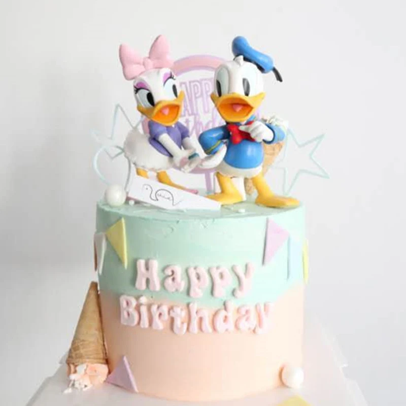 2個ディズニードナルドダックデイジーカップルケーキ装飾装飾子供の誕生日ケーキのデコレーション子供のお気に入り Aliexpress ホーム ガーデン