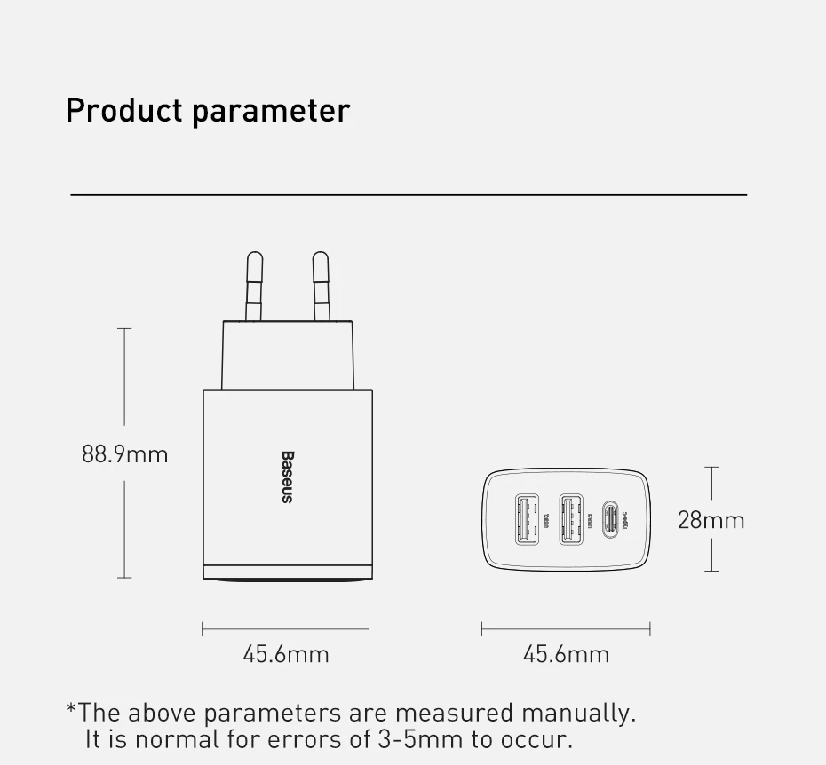 Baseus 30W Charger Type C PD Fast Charging 3 Ports USB Quick Phone Charger For iPhone Xiaomi Samsung 5v 1a usb