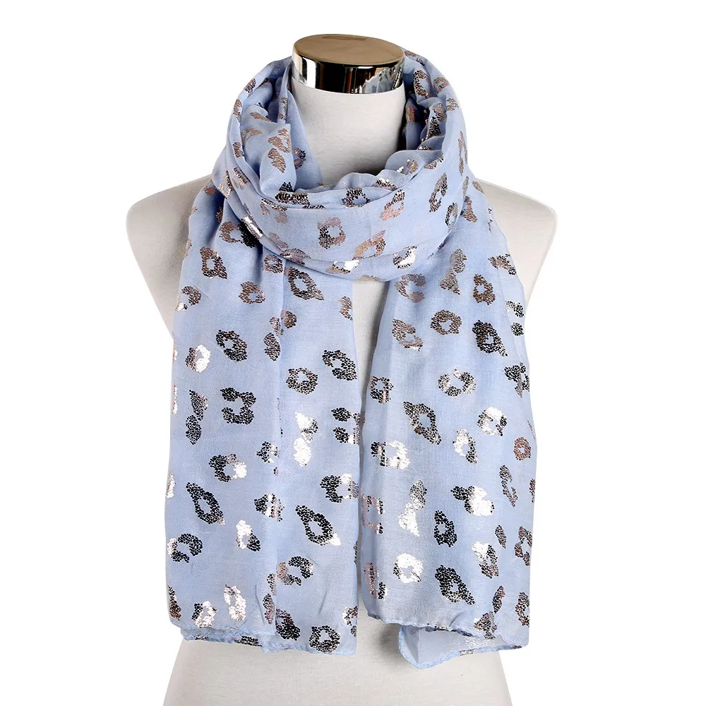 

Fashion Leopard Print Female Wraps Foulard Hijab Beach Stoles Black Pink Glitter Gold Scarf for Women Long Shawl