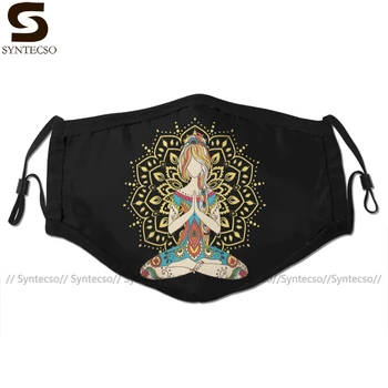 

Hippie Mouth Face Mask Yoga Om Chakras Mindfulness Meditation Zen Facial Mask Funny Kawai with 2 Filters for Adult