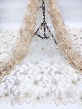 

High Quality Beaded Lace Fabric For Wedding African lace fabric With Beads Nigerian French Lace Fabric FR118