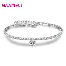 Новинка, европейский браслет в форме капель в форме сердца с микро кристаллами, женская мода, 925 пробы, серебряные ювелирные изделия для ночного клуба, вечерние