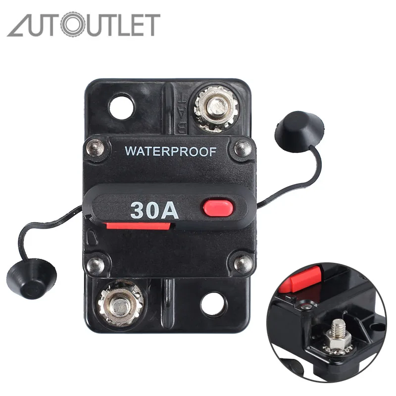 

AUTOUTLET For 30A AMP Circuit Breaker Dual Battery IP67 Waterproof 12V 24V Fuse Reset Waterproof