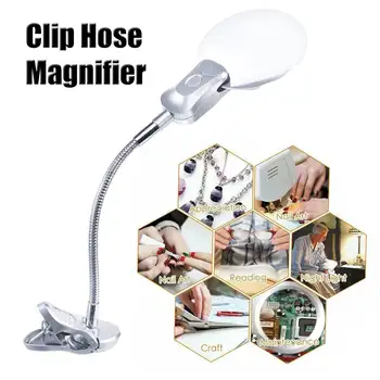 

90mm Flexible Desk Large 6X USB 2LED Magnifying Glass Illuminated Magnifier Lamp Loupe for Reading/Rework/Soldering