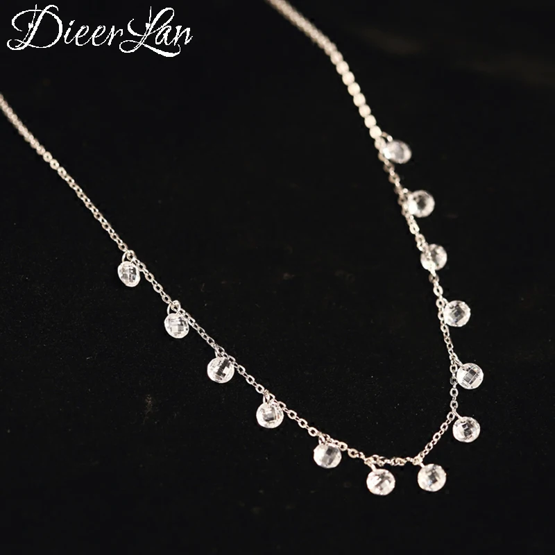 

New Trendy 925 Sterling Silver Tassel Crystal Necklaces Pendants for Women Long Necklaces Statement Jewelry Collares 2019