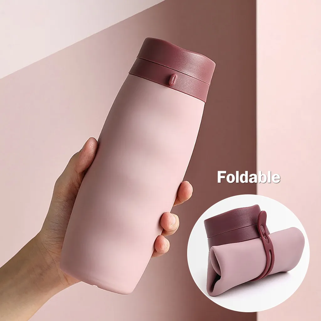 

Foldable Water Bottle Bags 600ml Silicone Collapsible Travel Cup Environmental Protection Portable Outdoor Sports Water Kettles