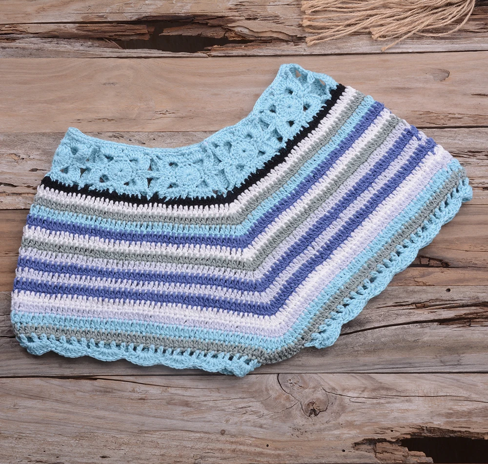 Mixed Colorful Stripe Knitted Crochet Shorts Women Fashion Summer Elastic Low Waist Shorts Beach Tight Bottom
