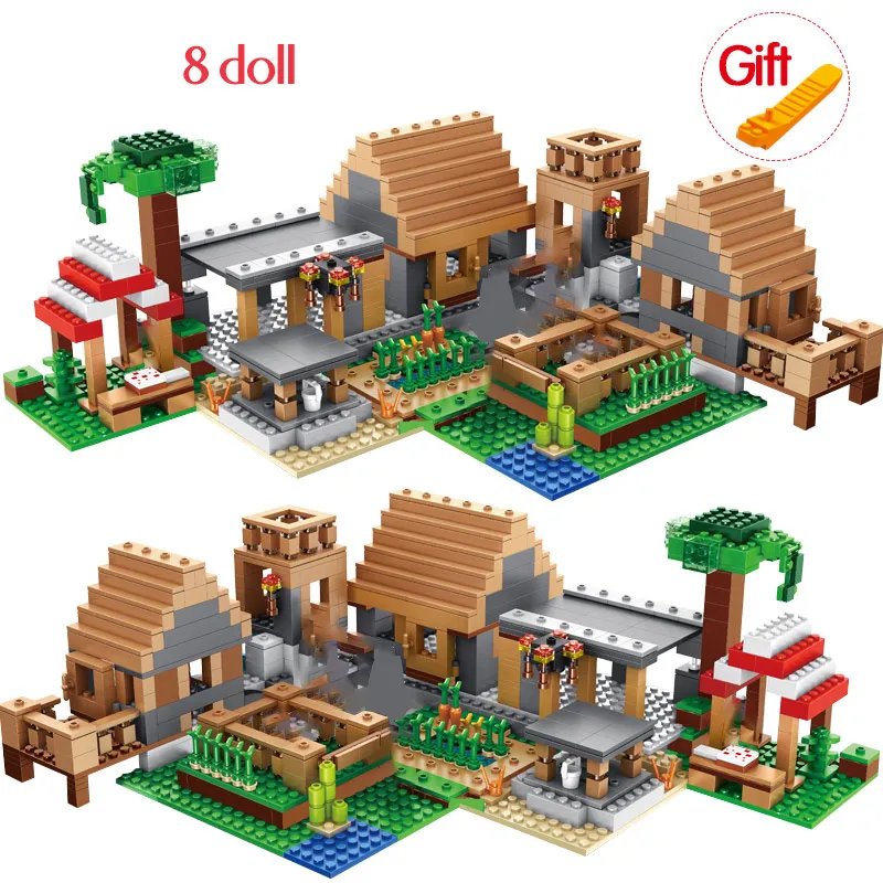 The Farm Cottage Building Blocks Mountain Cave My Worlds Village Warhorse City Tree House With Elevator Bricks Toys Children | Игрушки и