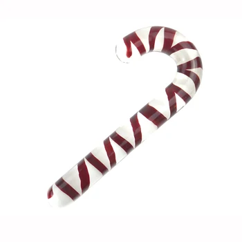 Crystal Glass Dildos Red Candy Cane Pleasure Wand Masturbator Realistic Dildo Penis Large G-spot Anal Butt Plug Adult Sex Toys 5