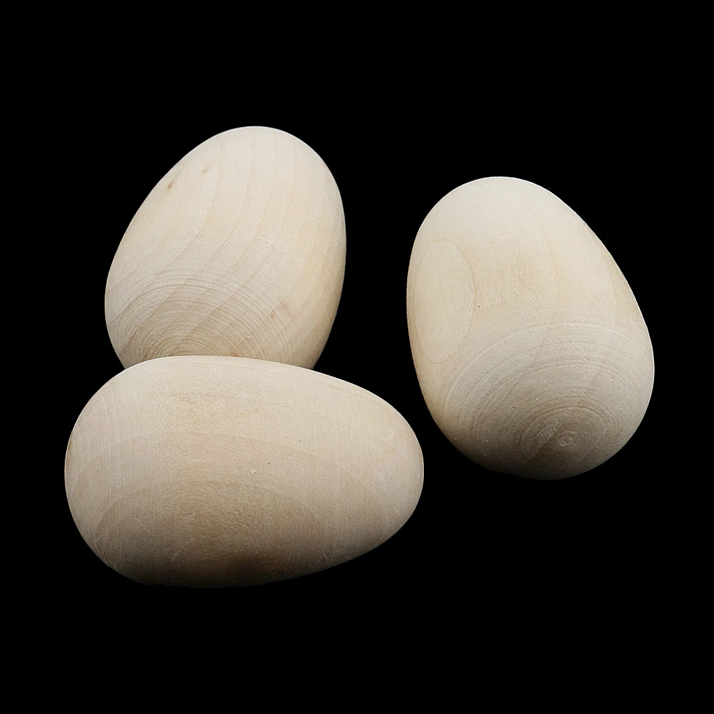 20Pcs Wooden Eggs Shape Wood Easter Decoration Embellishments DIY Unfinished Wood Egg Handmade Bottom Wooden Teething Toys Gifts