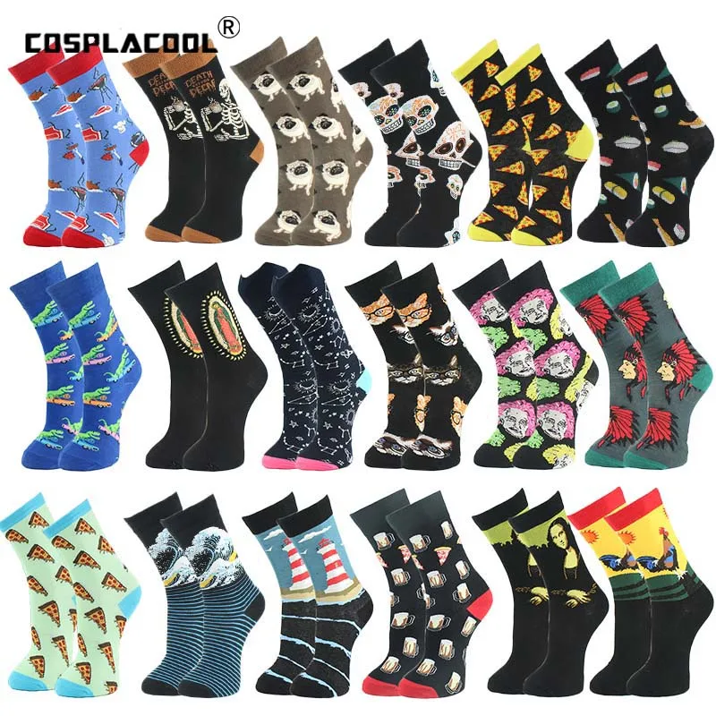 

COSPLACOOL Hot Sale New Product High Quality Classic Creative Animal Food Pattern Men Socks Hip Hop Calcetines Hombre Sox Sokken