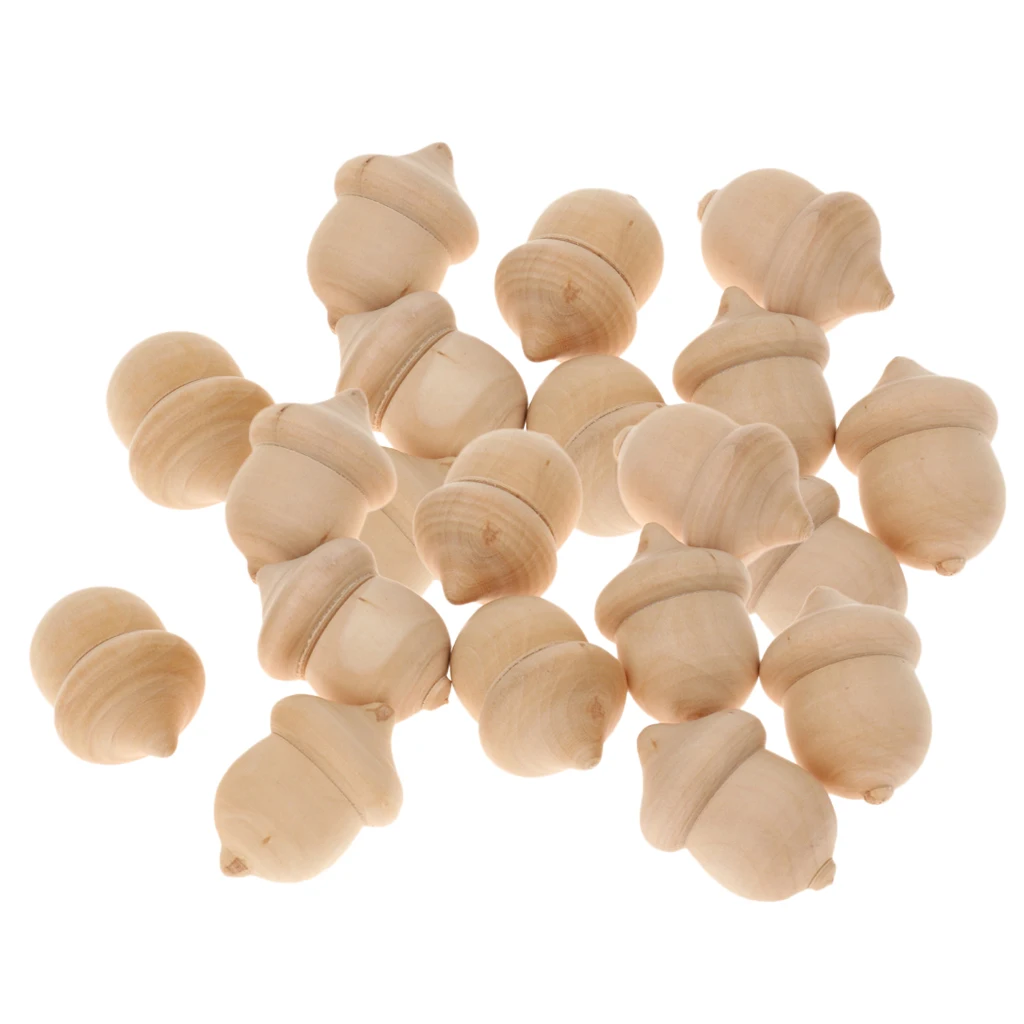 50Pcs Wooden Dolls Acorn Crafts Kid's DIY Coloring Printed Home Decoration | Дом и сад