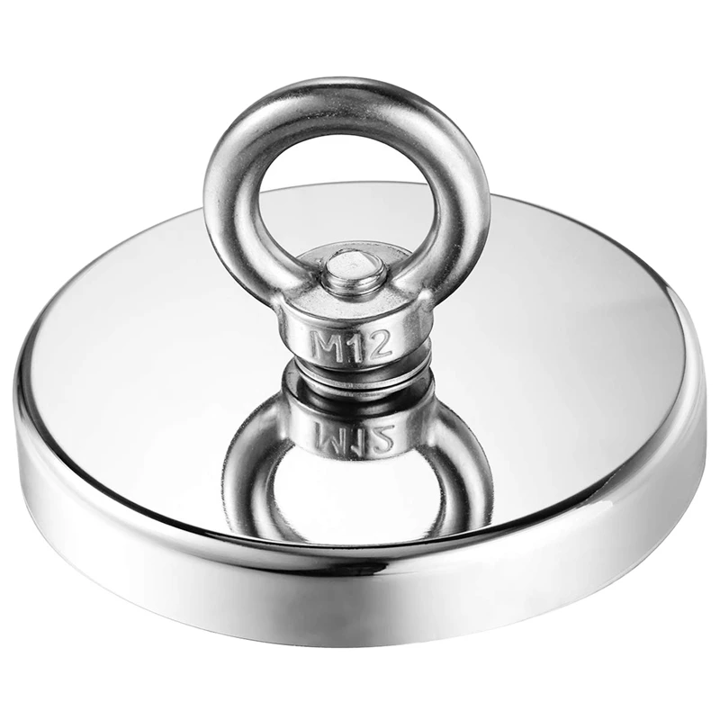 1144Lbs(520Kg) Pulling Force Magnetic,Diameter 4.72Inch(120Mm),Grade N52 Round Neodymium Magnet With Eyebolt And Countersunk Hol