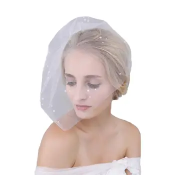 

Short Wedding Bridal Veil White Elegant Wedding Veil Gauze with Pearls for Bride Marriage Wedding Accessories