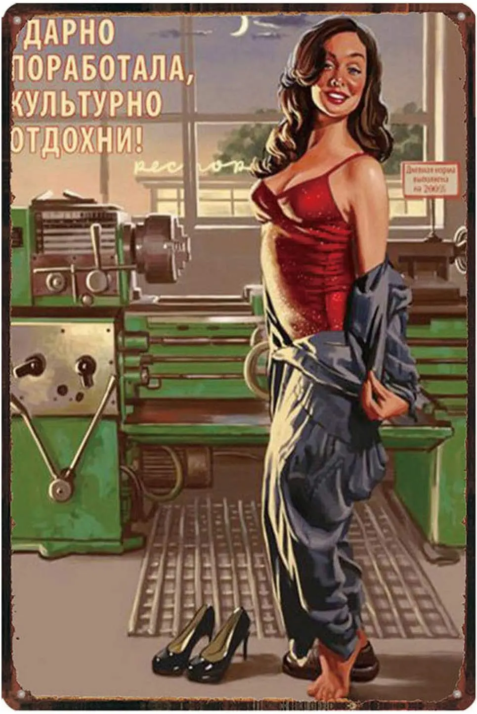 

YAYITAI Metal Signs Vintage Russian Cartoon Plaque Iron Painting Pin Up Sexy Girl Tin Sign Pub Cafe Shop Home Wall Decor