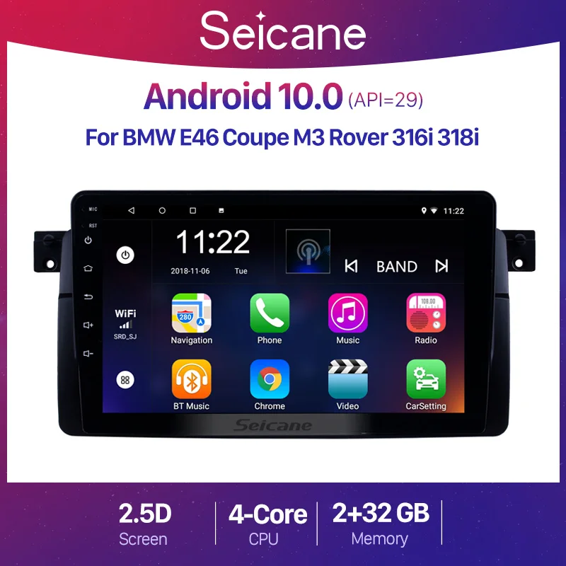 Автомагнитола Seicane 9 дюймов 2 + 32 ГБ Android 10 0 GPS для BMW E46 Coupe M3 Rover 316i 318i | Автомобили и