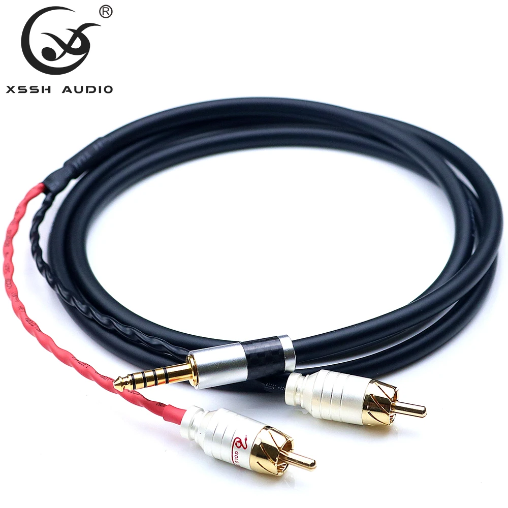 XSSH audio YIVO HIFI OFC pure copper Headphone Earphone Extension Cable Wire Cord 4 4mm to 2 RCA male Cables