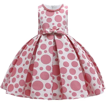 

Summer Dot Print Girl Dresses Elegant Weddings Vintage Clothes Dress Girls Costume Party Princess Dress 3 8 10 Years L5130