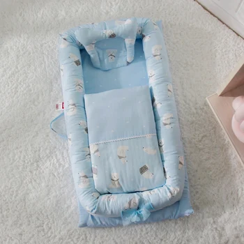 

Cartoon 90*50cm Portable Baby Nest Bed Crib Mat for Boys Girls Travel Bed Infant Cotton Pillow Cushion Newborn Baby Nest Bed
