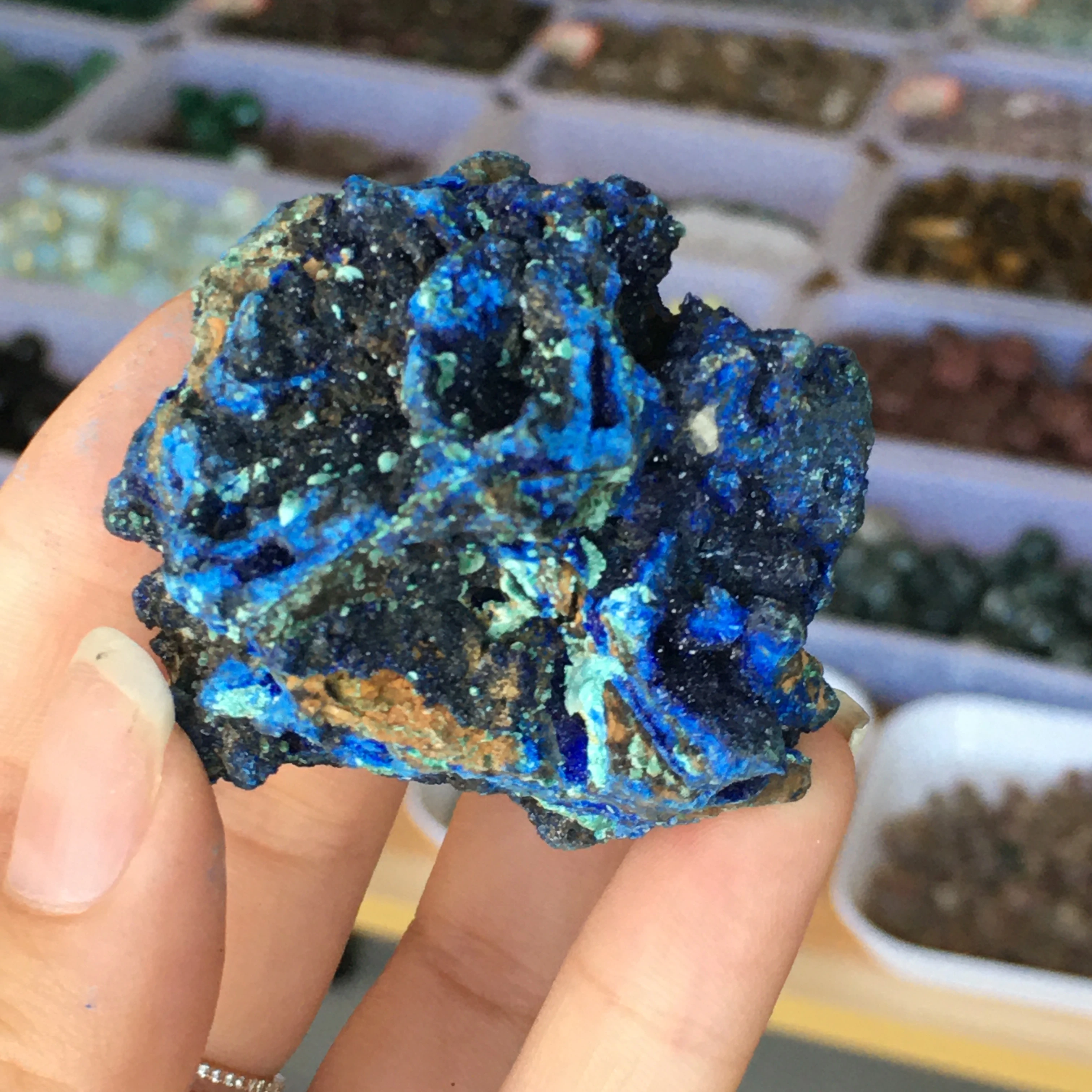 Natürlicher Azurit Malachit Kristall Mineral Probe Heilstein NEU Reiki B6Q2