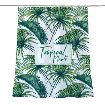 

Tropical Plants Banana Leaves Green Fabric Shower Curtain Sets Bathroom Decor with Hooks Waterproof Washable 72 x 72 inches