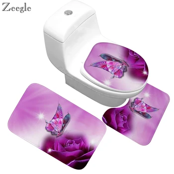 

Butterfly Printed Memory Foam Bath Mat Bathroom Rugs Set Anti-slip Bath Mats Set Carpet Bath Rug Toilet Mat