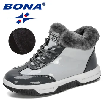 

BONA 2020 New Designers Plush High Top Children Winter Boots Outdoor Snow Boots Kids Anti-Slip Sneakers Sport Fashion Footwear
