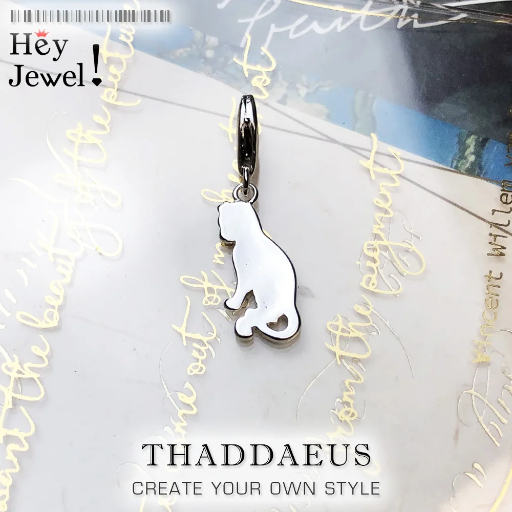 Шармы с маленьким котенком и кошкой Новинка лета 2019 Модный милый подарок серебро