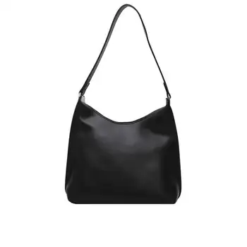 

Ladies Fashion Handbag Pure Color Simple Shoulder Bag Female Daily Travel Large Capacity Bag Women Commuter Black
