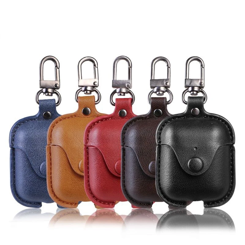 

Soft Case For Apple Airpods 2 Accessories For iPhone AirPods Case Key Luxury Leather Storage Bag Earphone Cover With Keychain