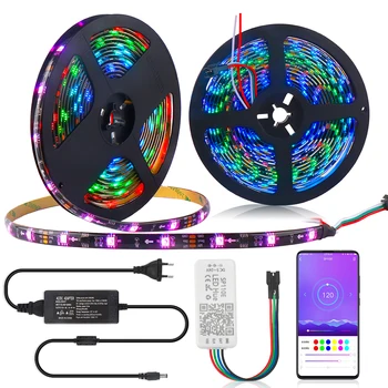 

Promotion 12V RGB Flexible Strip WS 2811 LED strip +SP110E Bluetooth controller+Adapter for decoration