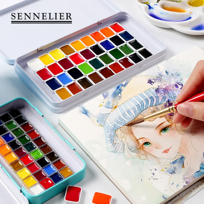

24/36 Colors Pink/White Solid Watercolor Paint Set With Iron Box 0.5ml/1ml For Drawing Watercolor Painting Pigment Art Supplies
