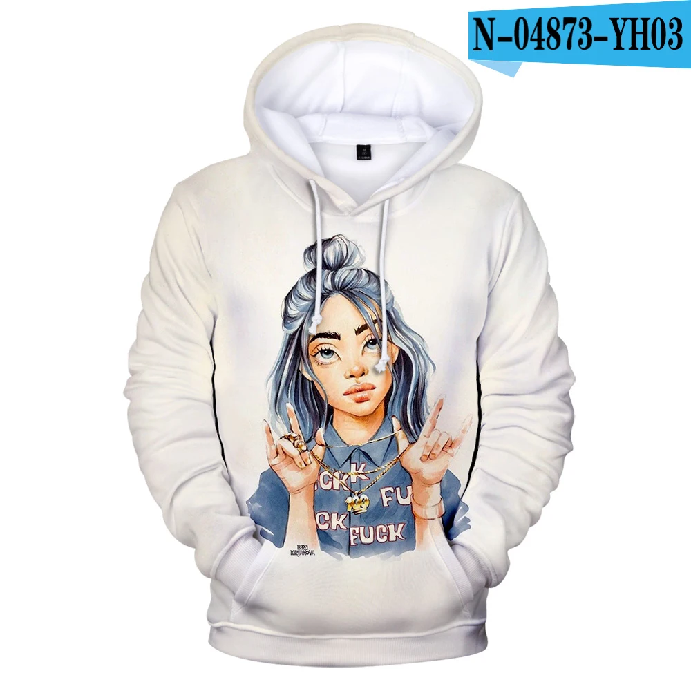 Новые Популярные 3D толстовки Billie Eilish, женские и мужские топы, модные толстовки в стиле Харадзюку, хип-хоп, с 3D принтом Billie Eilish, женские и детские толстовки для девочек - Цвет: 3D