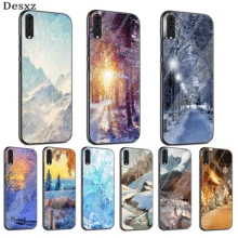 Glass Phone Case For Huawei Honor 8X 7A 9 10 P10 P20 P30 Mate Lite Pro P Smsrt Y6 Y9 cover winter snow Snowflake |