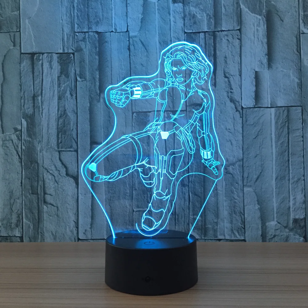 

3D Visual illusion Black widow lamp Transparent Acrylic Night Light LED fairy Lampa Color changing Touch Table bulbing lambas
