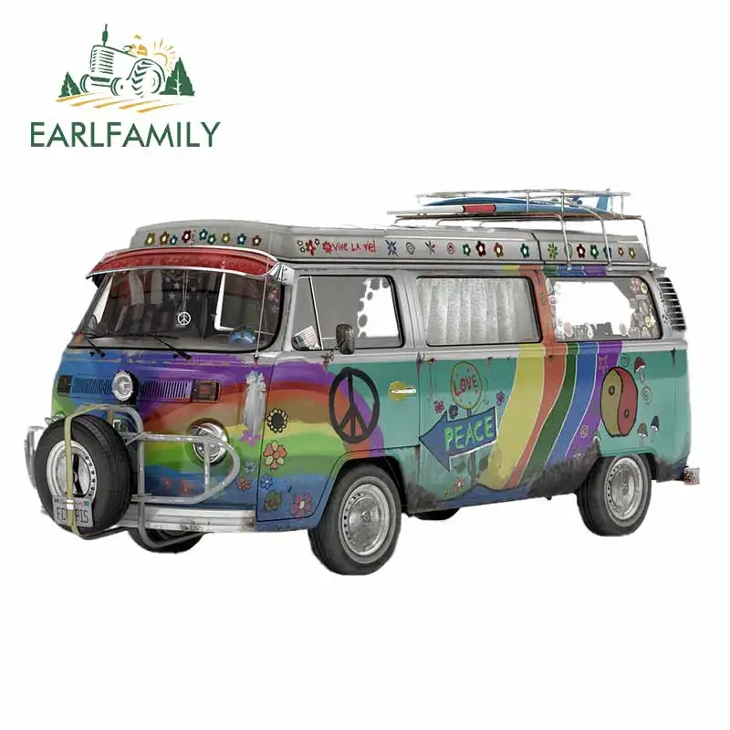 EARLFAMILY 13cm for Flower Power Camper Van Accessories Car Sticker Peace Graffiti Stickers Motorhome Waterproof Decals SUV | Автомобили и