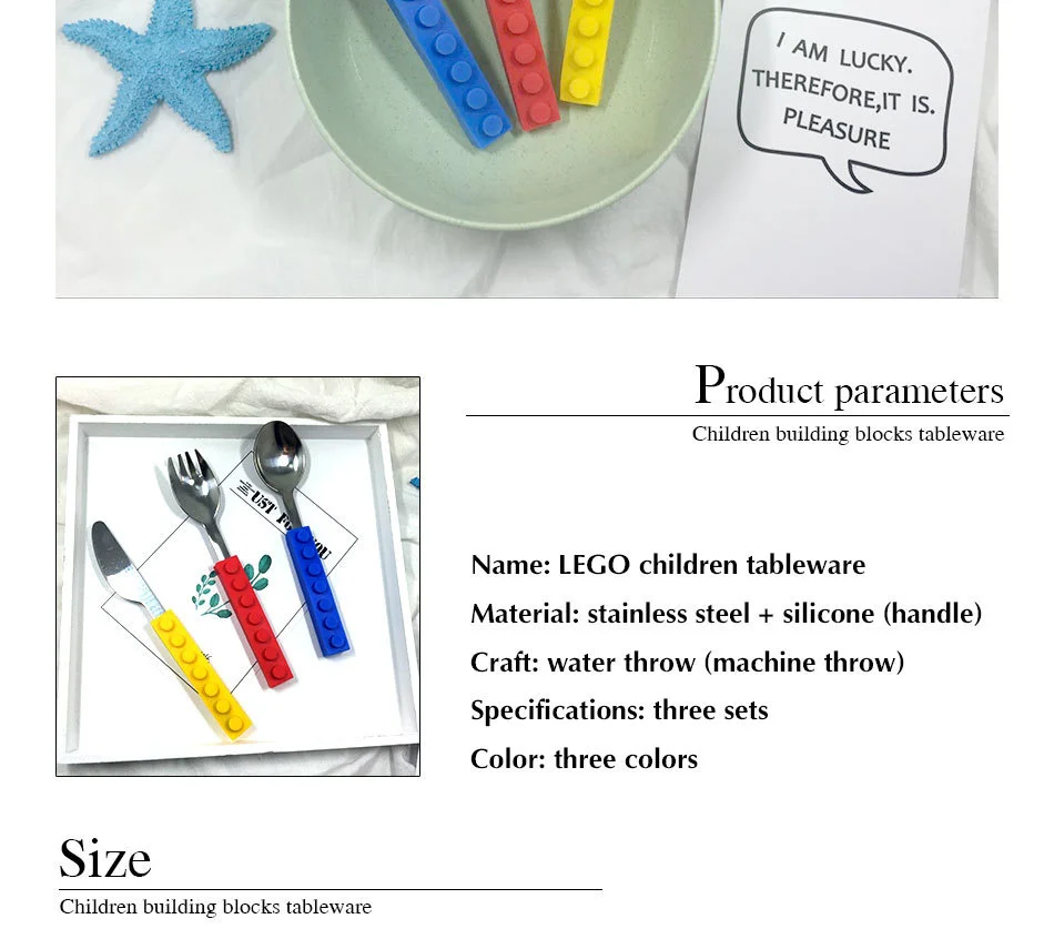 Creative Lego Bricks Portable Silicone Stainless Steel Tableware Set Travel Kids Adult Cutlery Fork Picnic Set Gift Dinnerware (4)