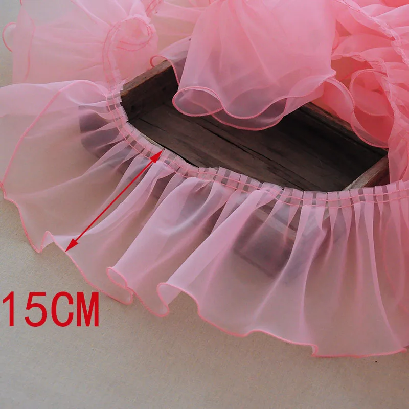 Ruban Dentelle Plissé à Volants - 1,8 M X 12,2 Cm - Blanc, Polyester - Décoration Mariage, Couture, DIY