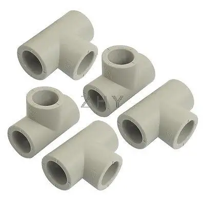 

5 Pcs 20mm Inner Dia 3 Ways Tee Shaped PPR Pipe Connectors Fittings