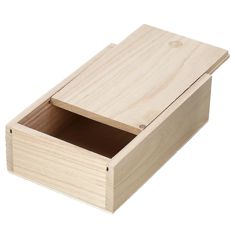 Sliding Lid Wooden Boxes for Arts, Crafts, Hobbies and Home Storage,  Unfinished Wood, Natural Wood Color - AliExpress