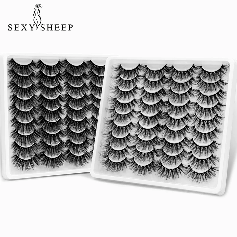 SEXYSHEEP-pestañas postizas 3D de visón, extensiones de pestañas largas y dramáticas, voluminosas, 3D, 5/12/18 pares